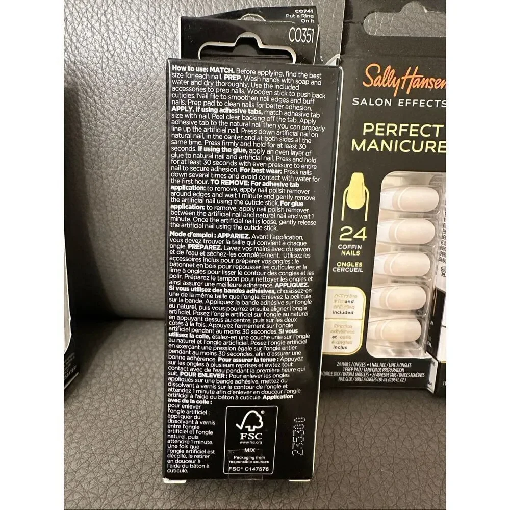 Sally Hansen Ring Pop Blue and French Tip Coffin Shape Nails New